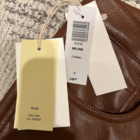 Aritzia Wilfred Melina High-rise StraightLeg Cognac Vegan Pants Capsule Wardrobe - Picture 5 of 11